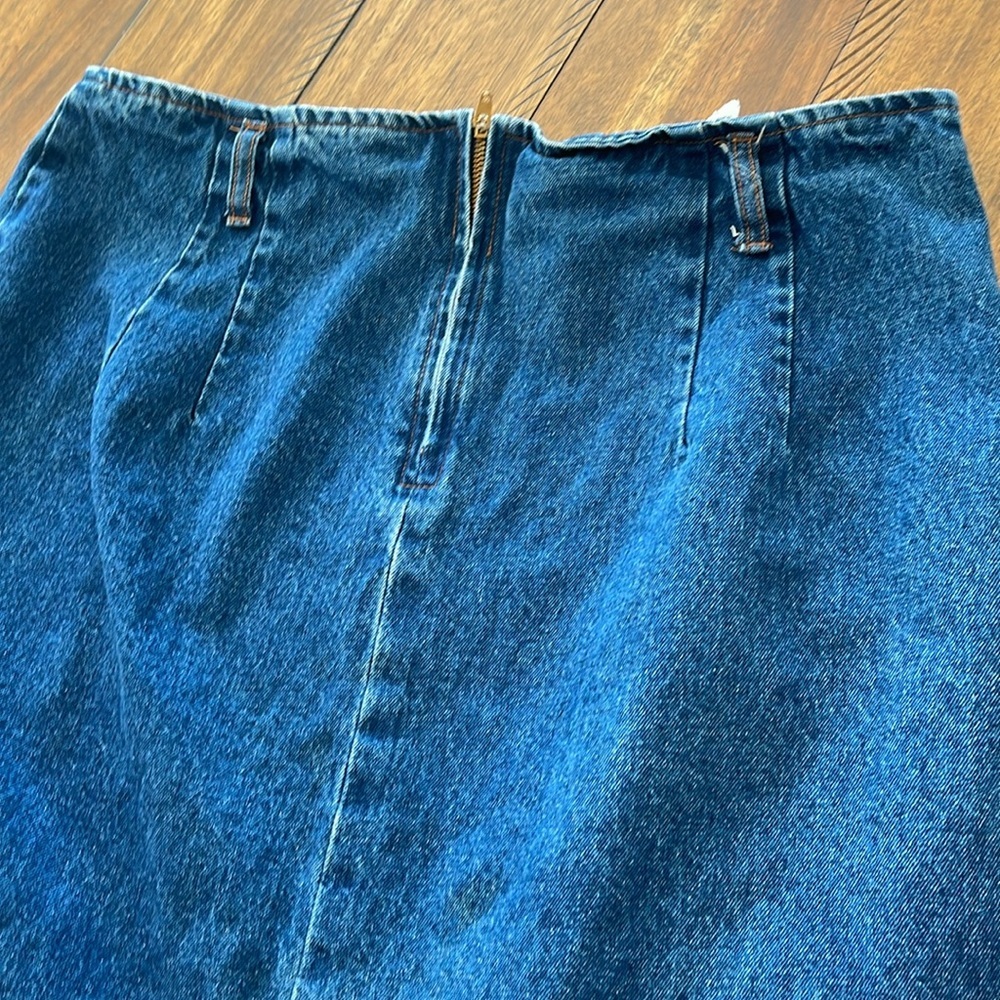 Denim Blue Frayed Hem Skirt - Picture 6 of 16